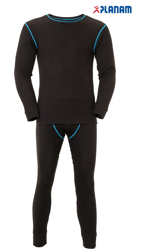 tempfunktionsunterwaesche_2215 Planam Funktionswäsche Set 180 Shirt + Hose lang 180g/m² Unterwäsche Winter 2215 schwarz Größe S - 4XL