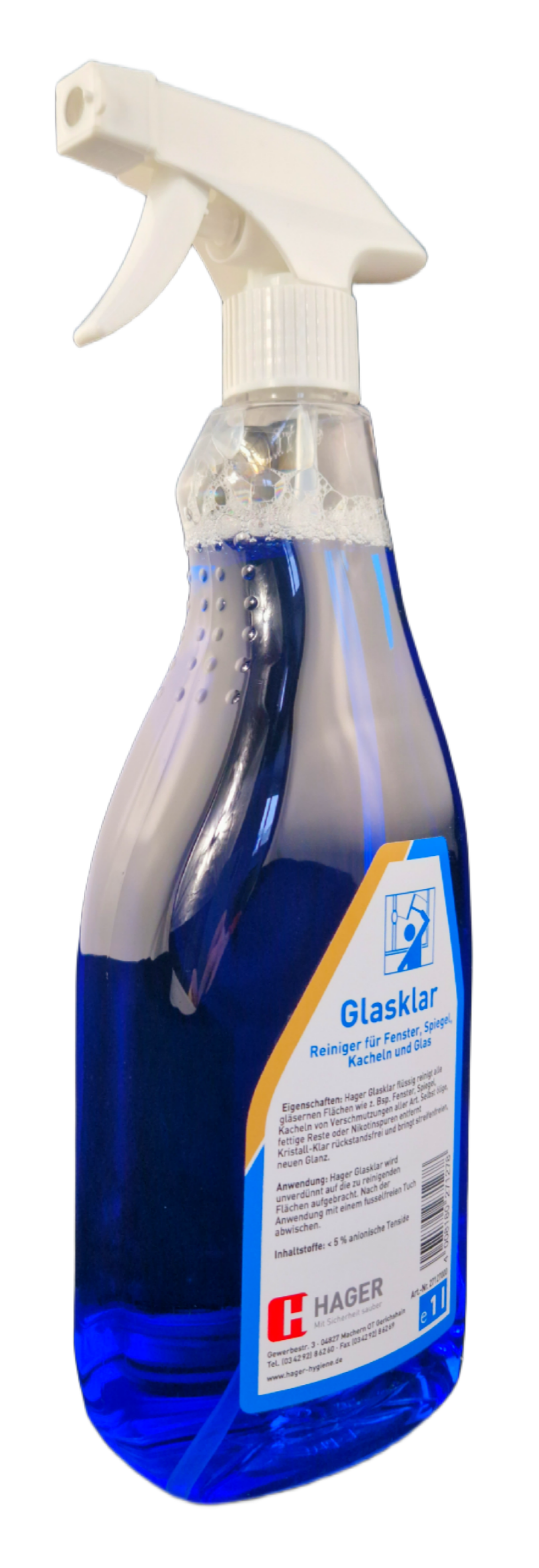 Hager - Glasklar Glasreiniger 1 Liter Sprühflasche