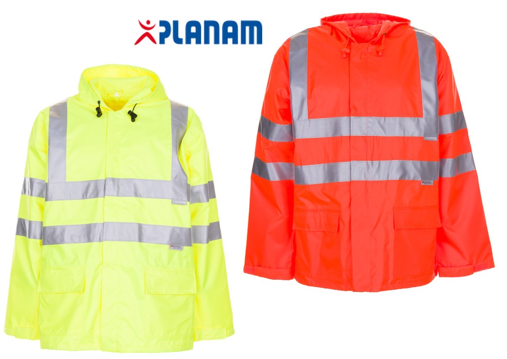 Planam Warnschutz Regenjacke/Windjacke Größe S - XXXL in 2 Farben