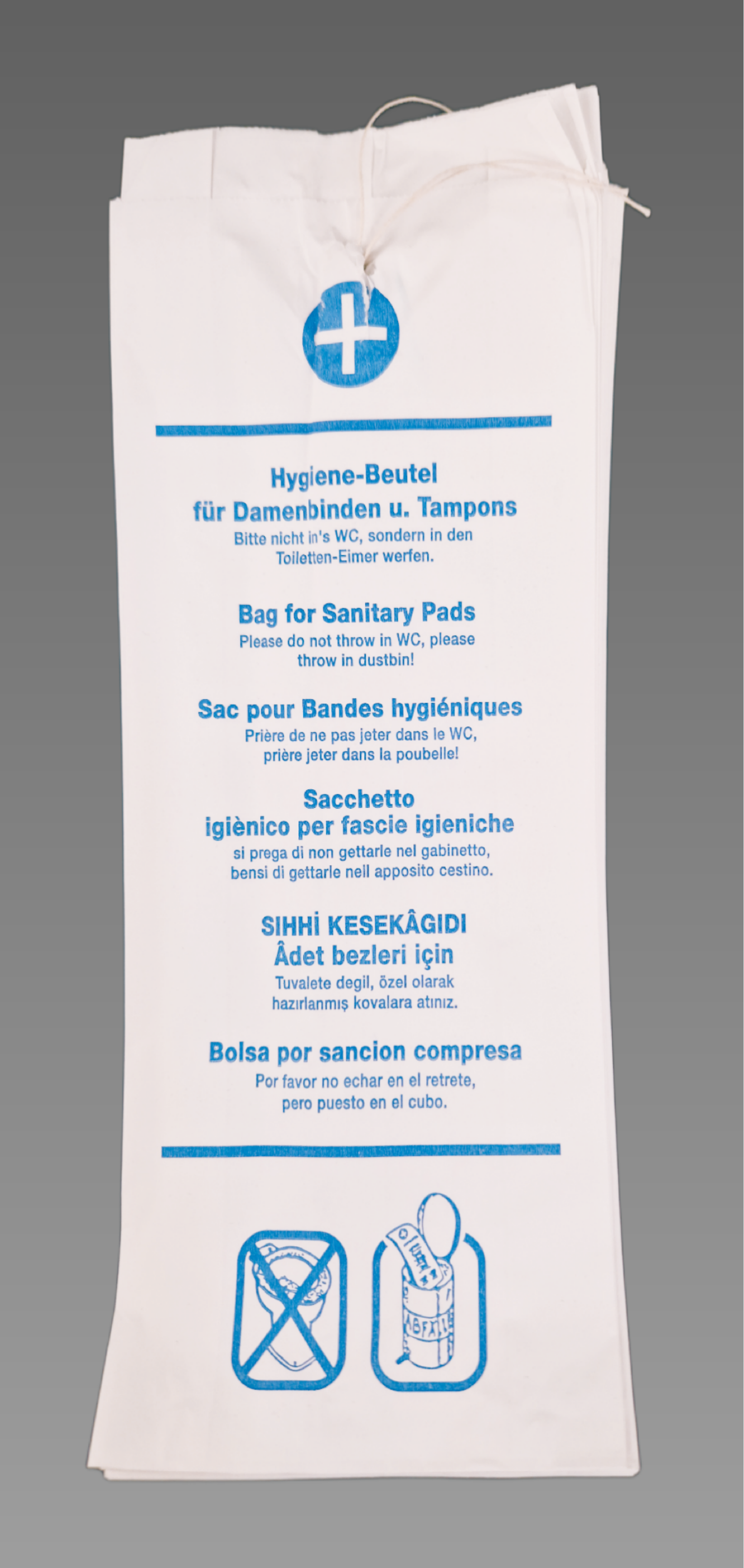 Hygienebeutel Papier mehrsprachig bedruckt 1000 Stück - 480190 Hygienebeutel Papier mehrsprachig bedruckt 1000 Stück - 480190