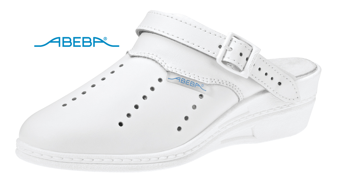 temp7008-logo ABEBA High Original 7008|5008 ESD Berufsschuh Clog Arbeitsschuh Pflegeschuh Arztschuh weiß
