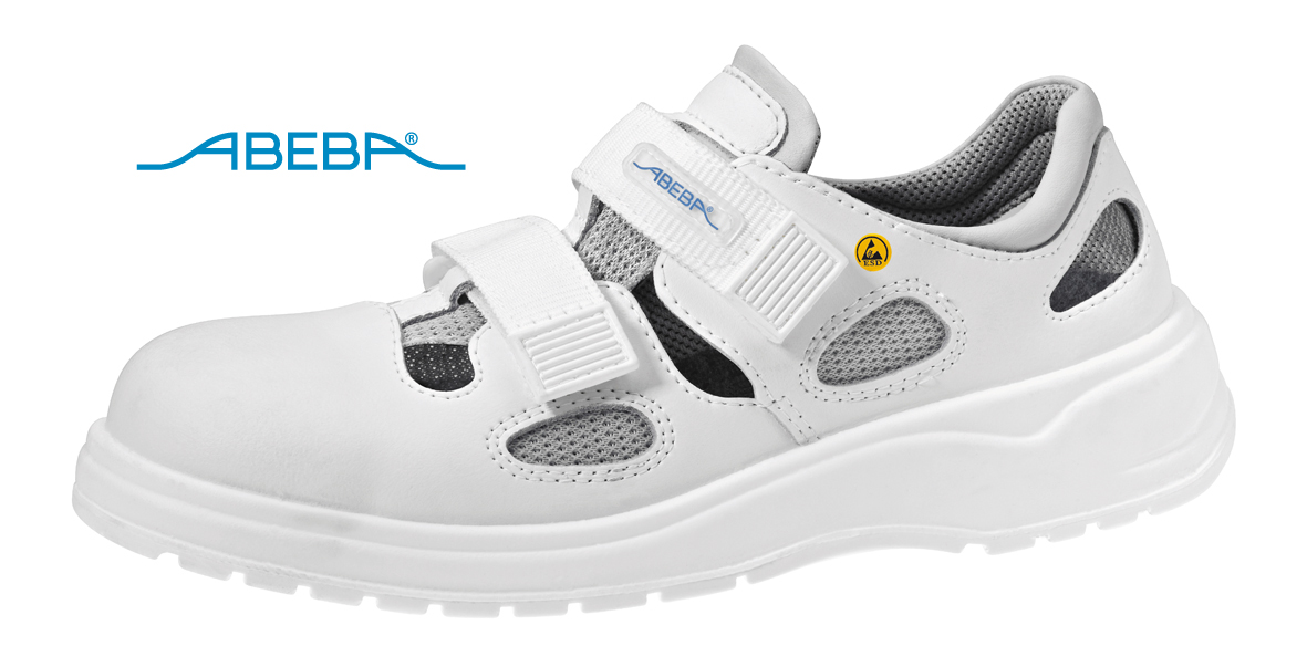 ABEBA Light 1031|31031 ESD Sicherheitsschuh S1 Sandale Stahlkappe Küchenschuh Arbeitsschuh weiß