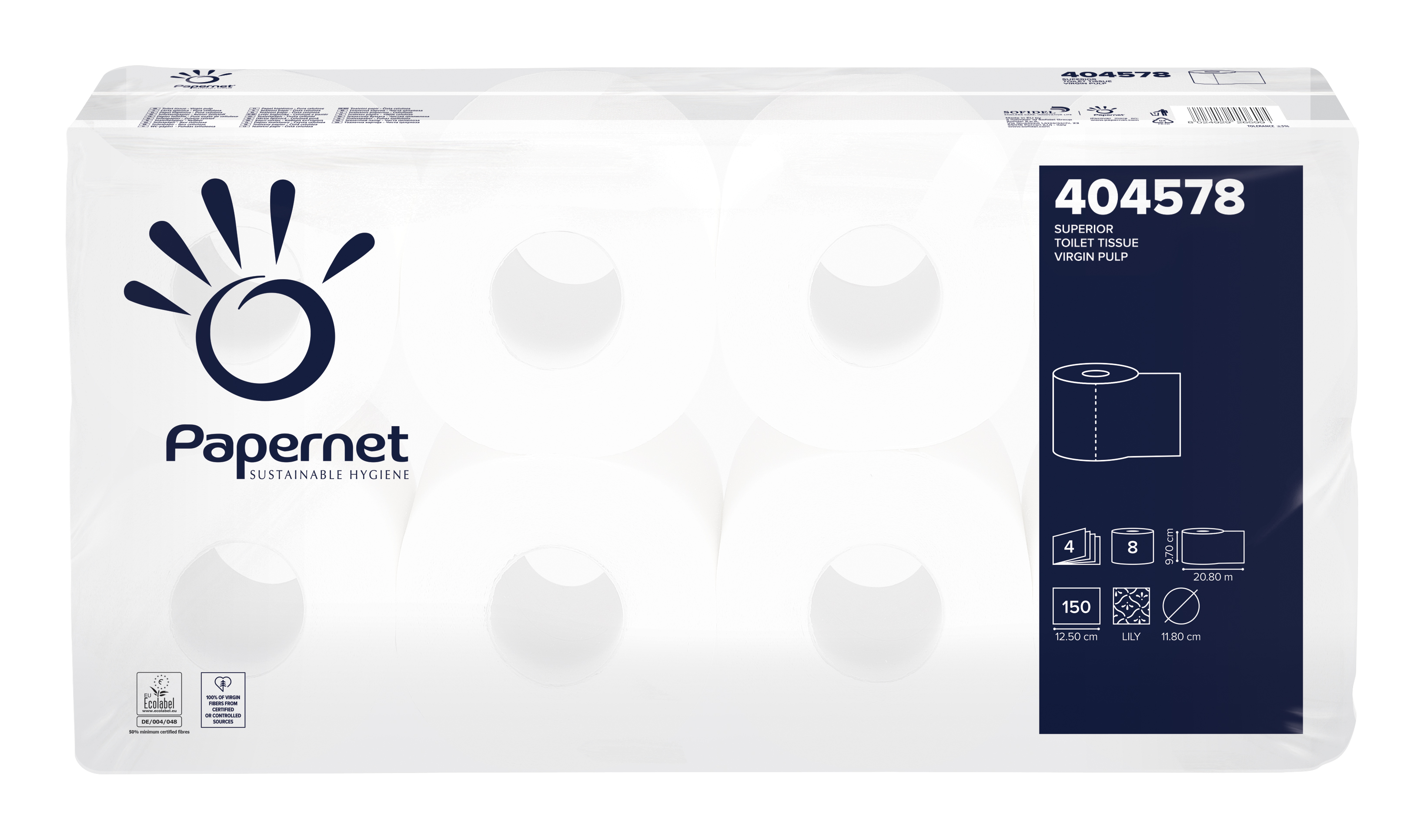 Papernet® - Toilettenpapier Kleinrolle weiß 4-lagig 150 Blatt 72 Rollen - 404578