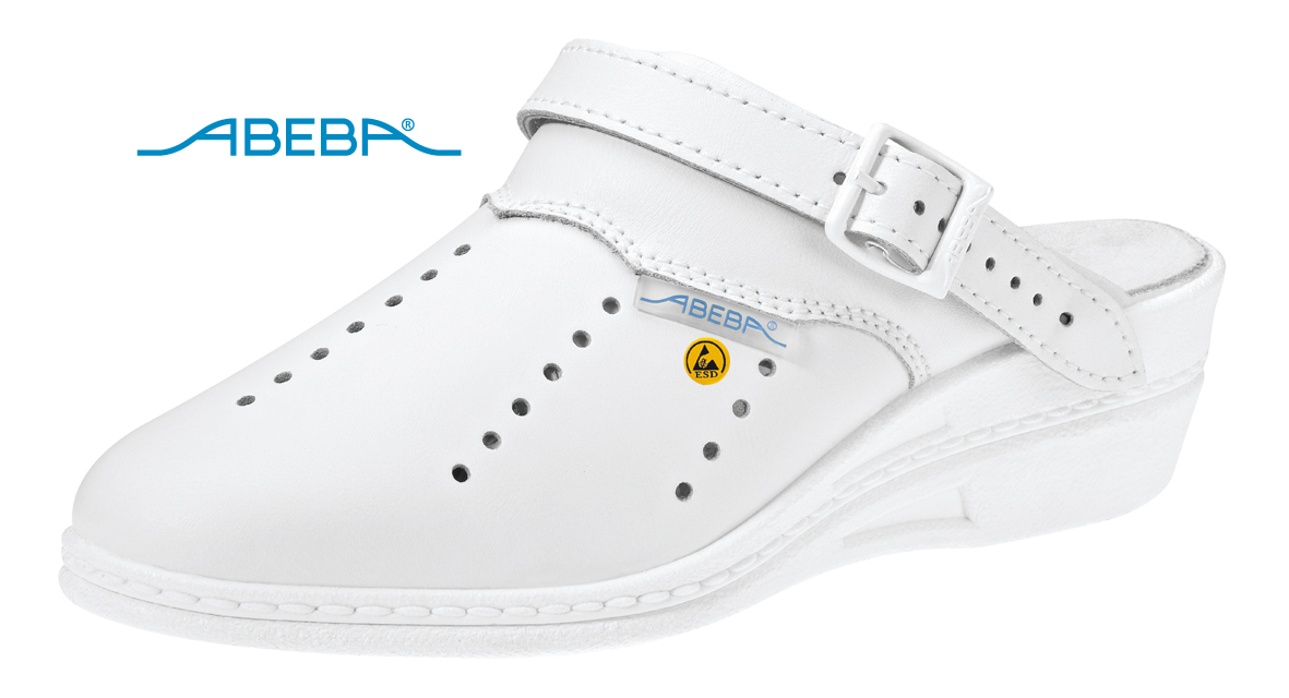 temp5008-logo ABEBA High Original 7008|5008 ESD Berufsschuh Clog Arbeitsschuh Pflegeschuh Arztschuh weiß