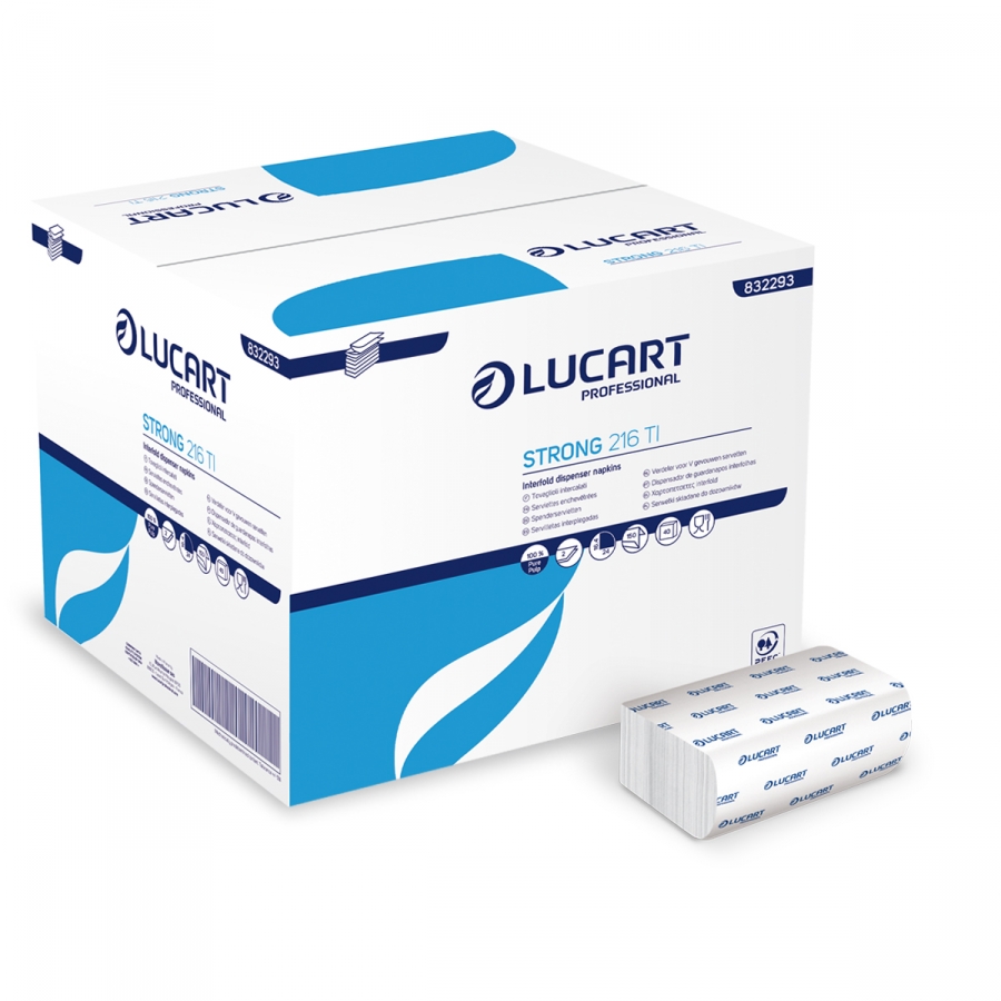 Lucart Servietten Strong 216 TI 6000 Stück pro Krt. für Tischspender/Serviettenspender L-One Counter/Tabletop