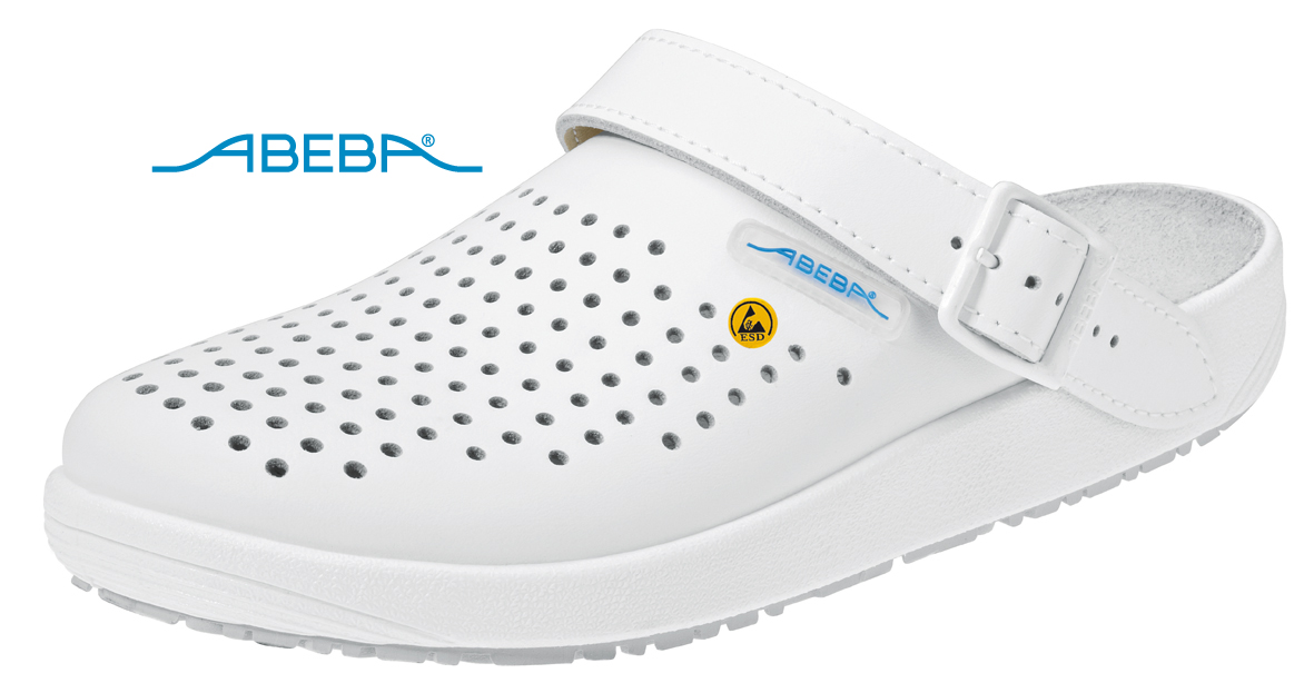ABEBA Berufsschuh Rubber 5300 ESD Küchenschuh Halbschuh Arbeitsschuh weiß