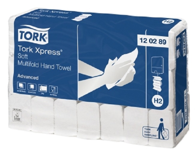 Tork Xpress® Multifold Advanced H2 Handtuchpapier, 3780 Blatt, 2-lg, 21 x 25,5 cm, hochweiß - 120289