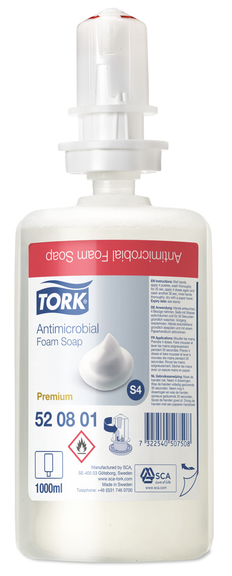 Tork (S4) Premium Schaumseife zur Händedekontamination 6 x 1 Liter, unparfümiert  - 520801rfümiert  - 520801