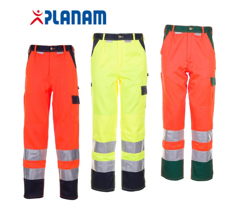 Planam Warnschutz Bundhose Arbeitshose 2-farbig Größe 24 - 110, in 3 Farben