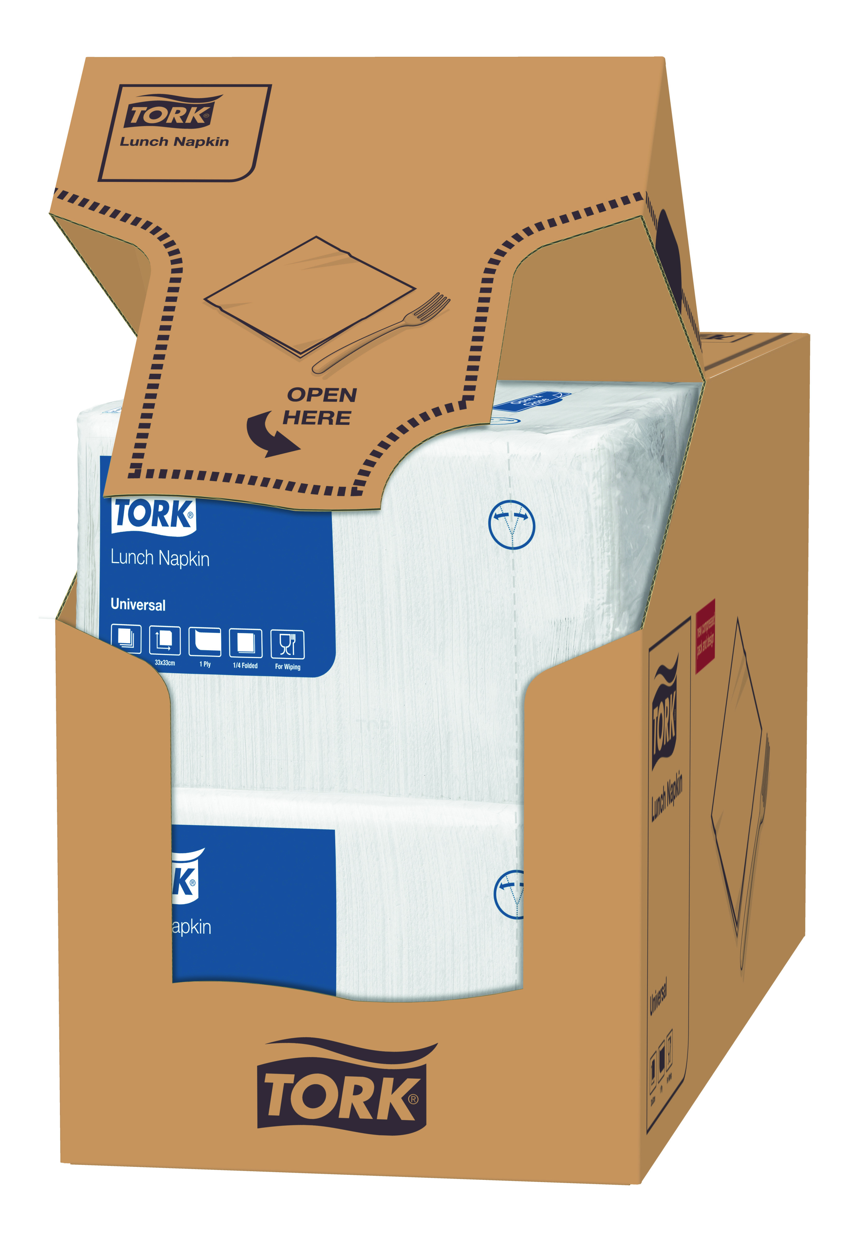 temp509300_3 Tork Lunchservietten 33 x 32 cm, 1/4 Falz weiß 1-lagig 4000 Stück - 509300