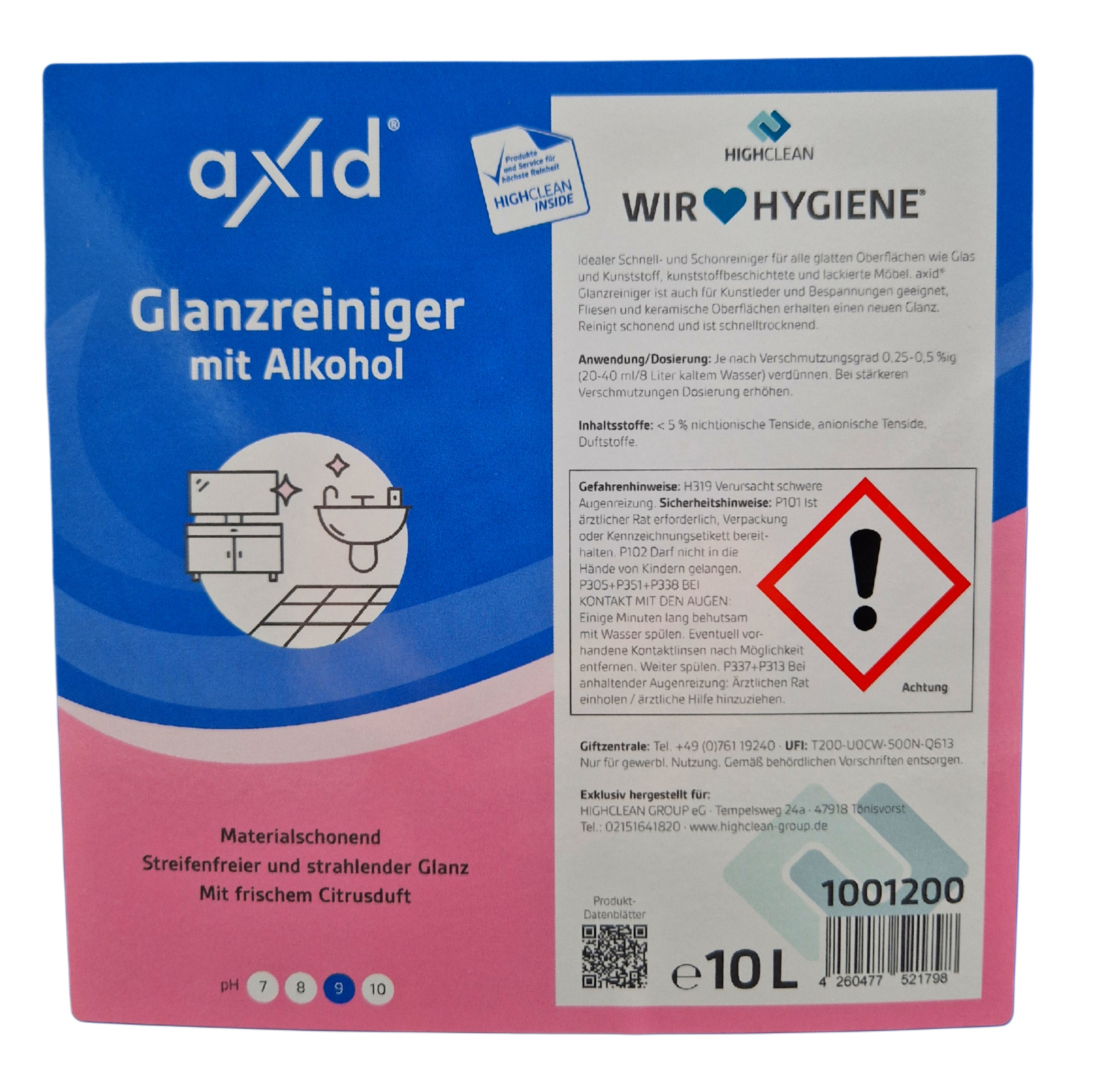 Axid - Glanzreiniger mit Alkohol 10L Kanister