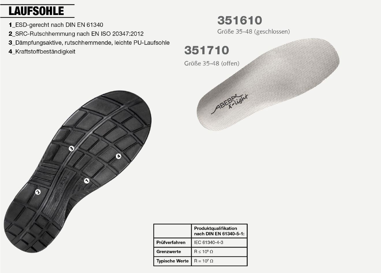 ABEBA X-Light 711135|7131135 ESD Berufsschuh Clog Pantolette Arbeitsclog Arbeitsschuh schwarz