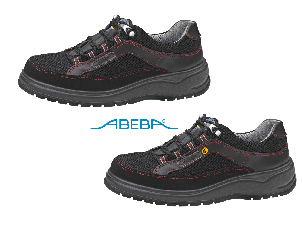 ABEBA Sicherheitsschuh S1 Halbschuh Stahlkappe Küchenschuh Arbeitsschuh schwarz Light 1056|31056 ESD