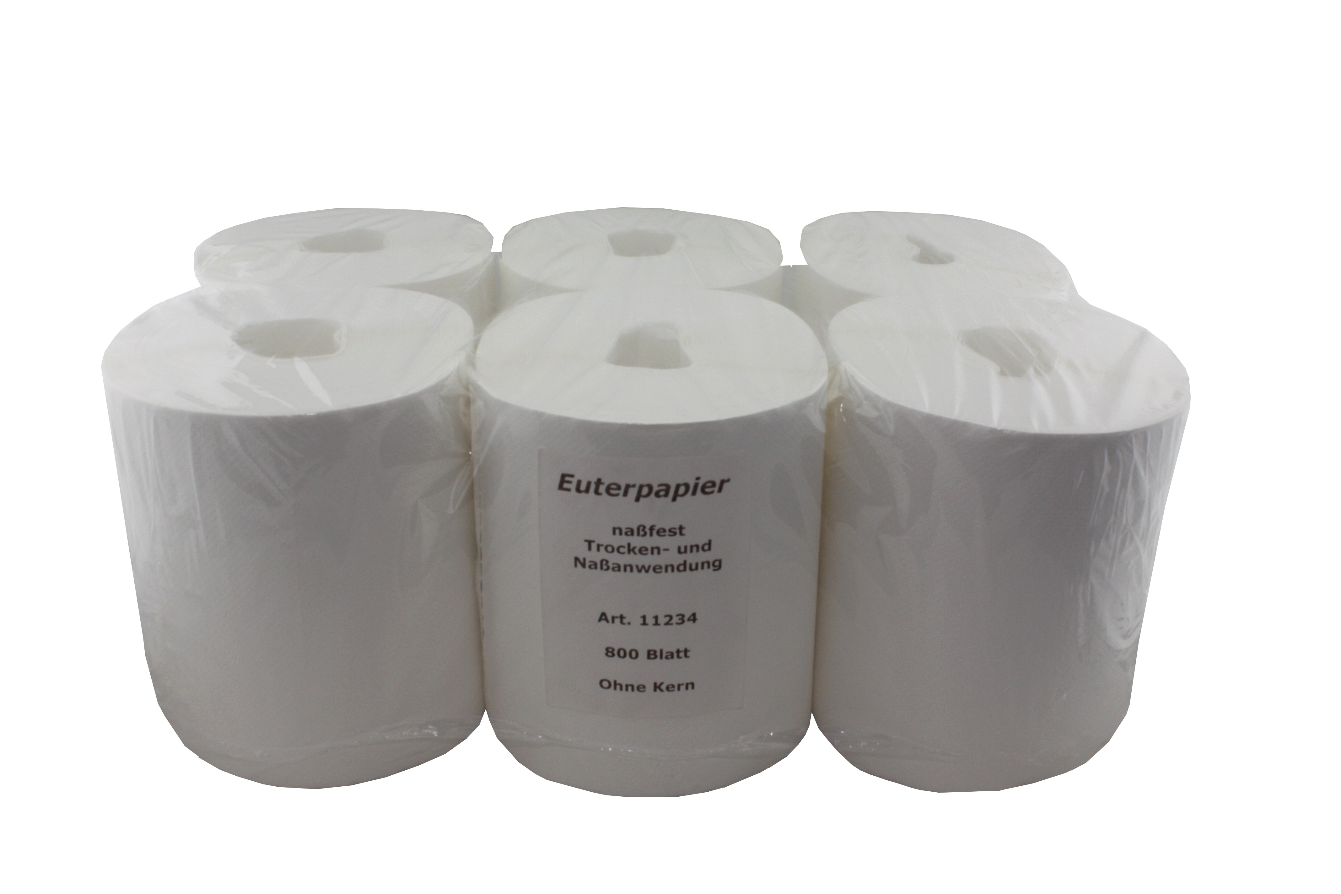 tempeuterpapier_800_blatt_1_3 Euterpapier - nassreißfest weiß ohne Mittelkern 6 Rollen a´ 800 Blatt 23 x 22 cm