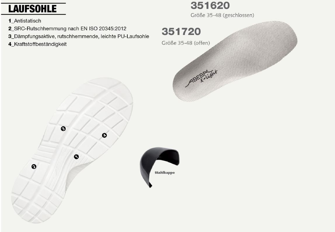 ABEBA X-Light 711030|7131030 ESD Sicherheitsschuh Clog Stahlkappe Küchenschuh Arbeitsschuh weiß