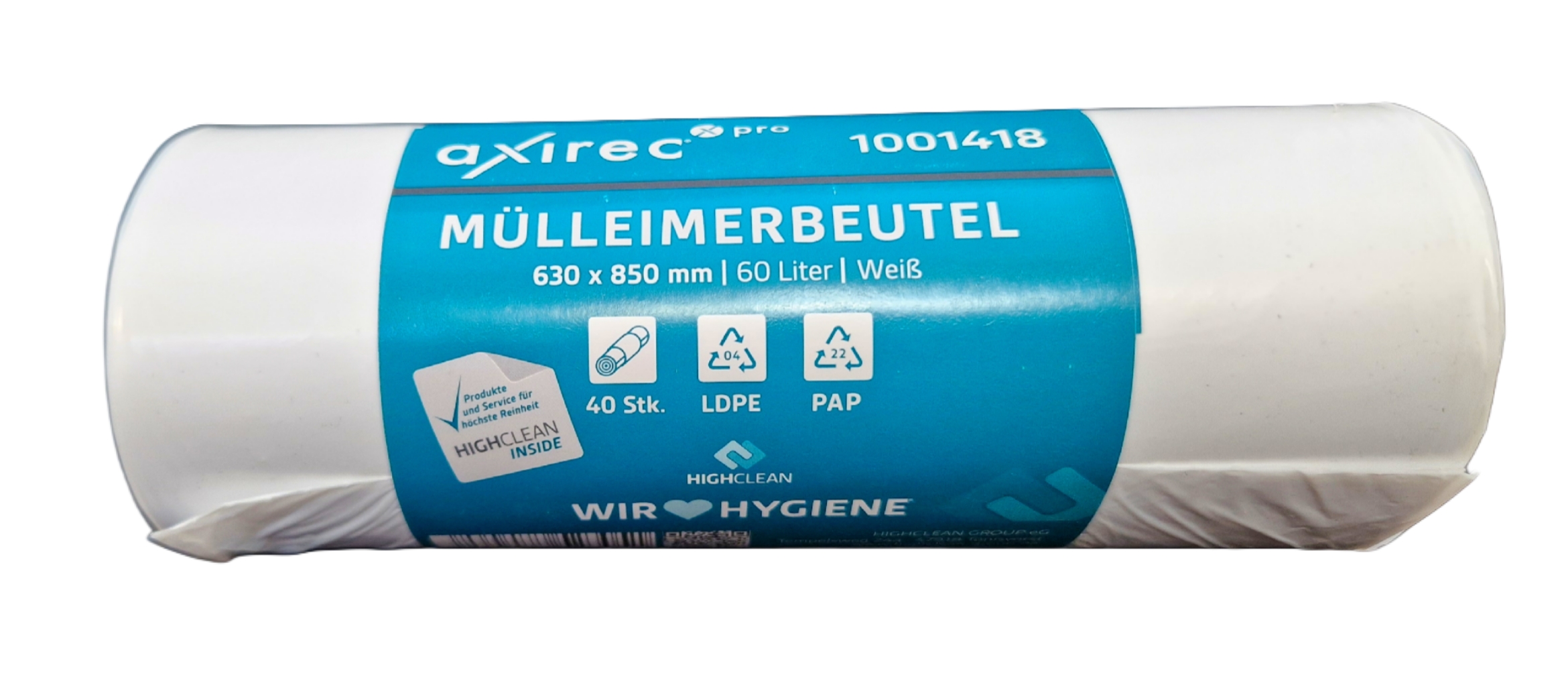axirec pro Müllbeutel LDPE 60-80 L weiß 36107