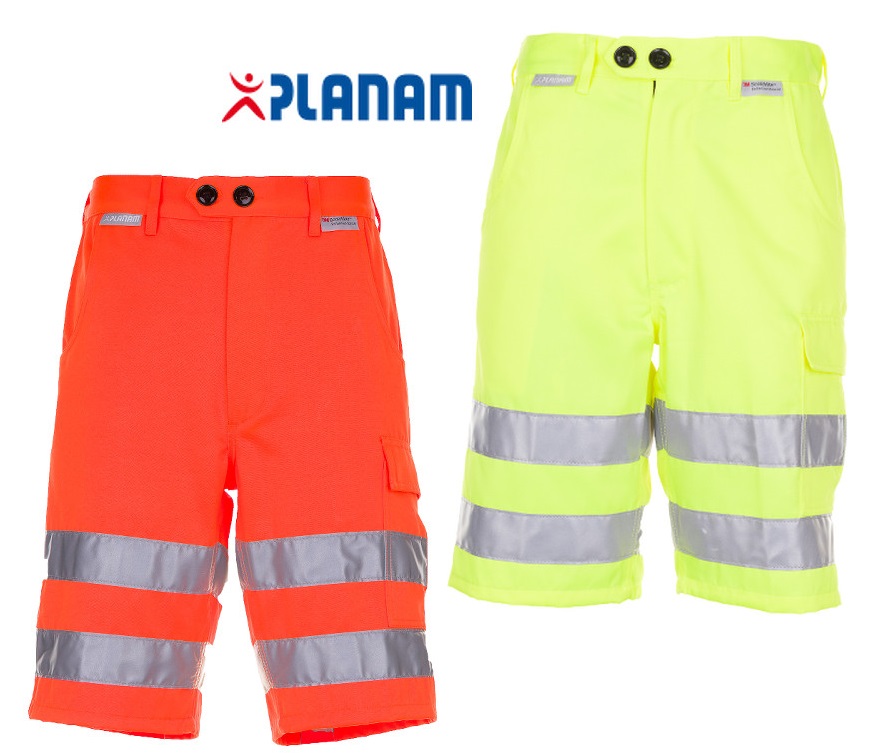 Planam Warnschutz Shorts kurze Arbeitshose Größe S - 4XL, in 2 Farben