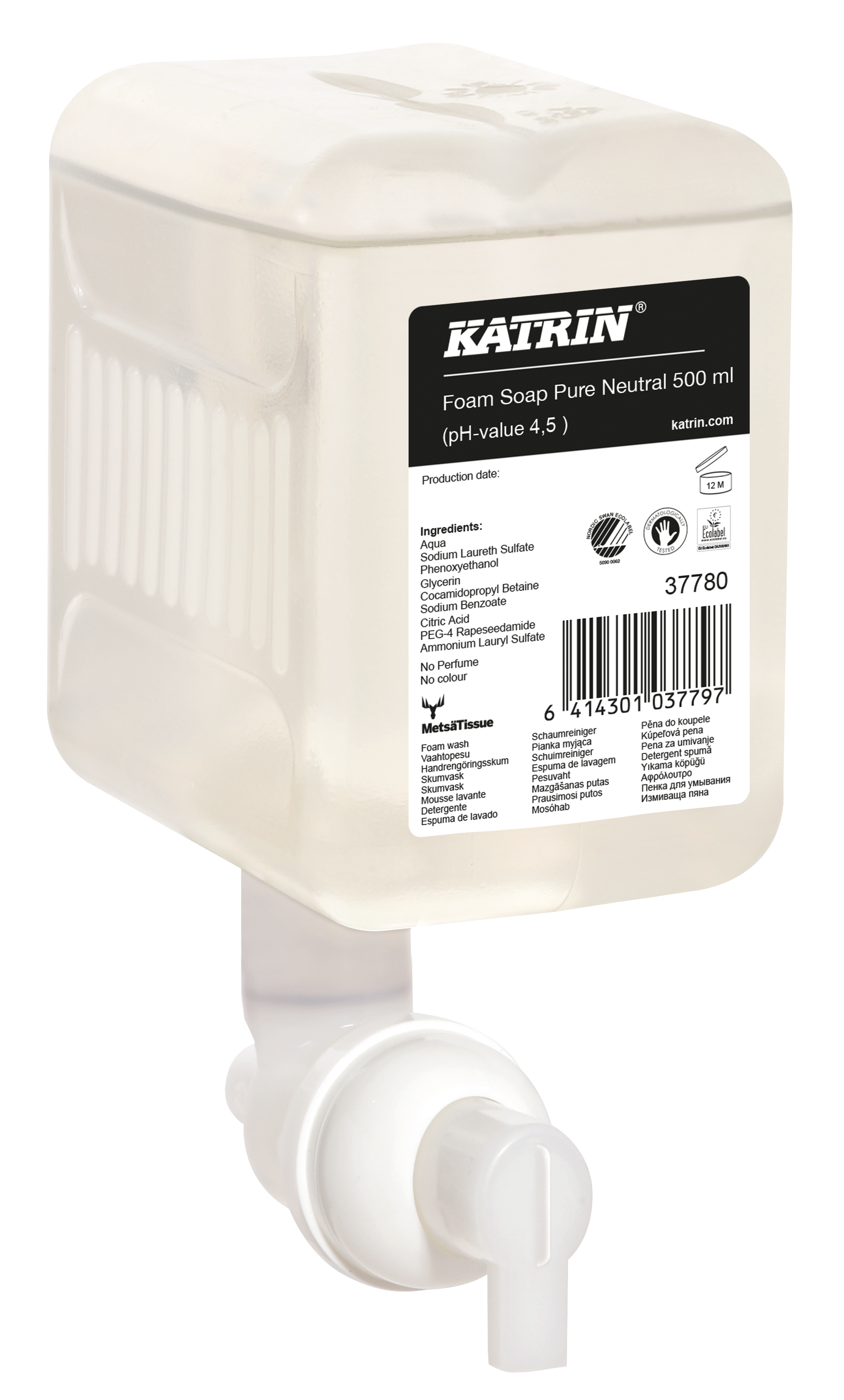 Katrin Handwaschschaum Foam Soap Pure Neutral 12x500 ml - 37780 Katrin Handwaschschaum Foam Soap Pure Neutral 12x500 ml - 37780