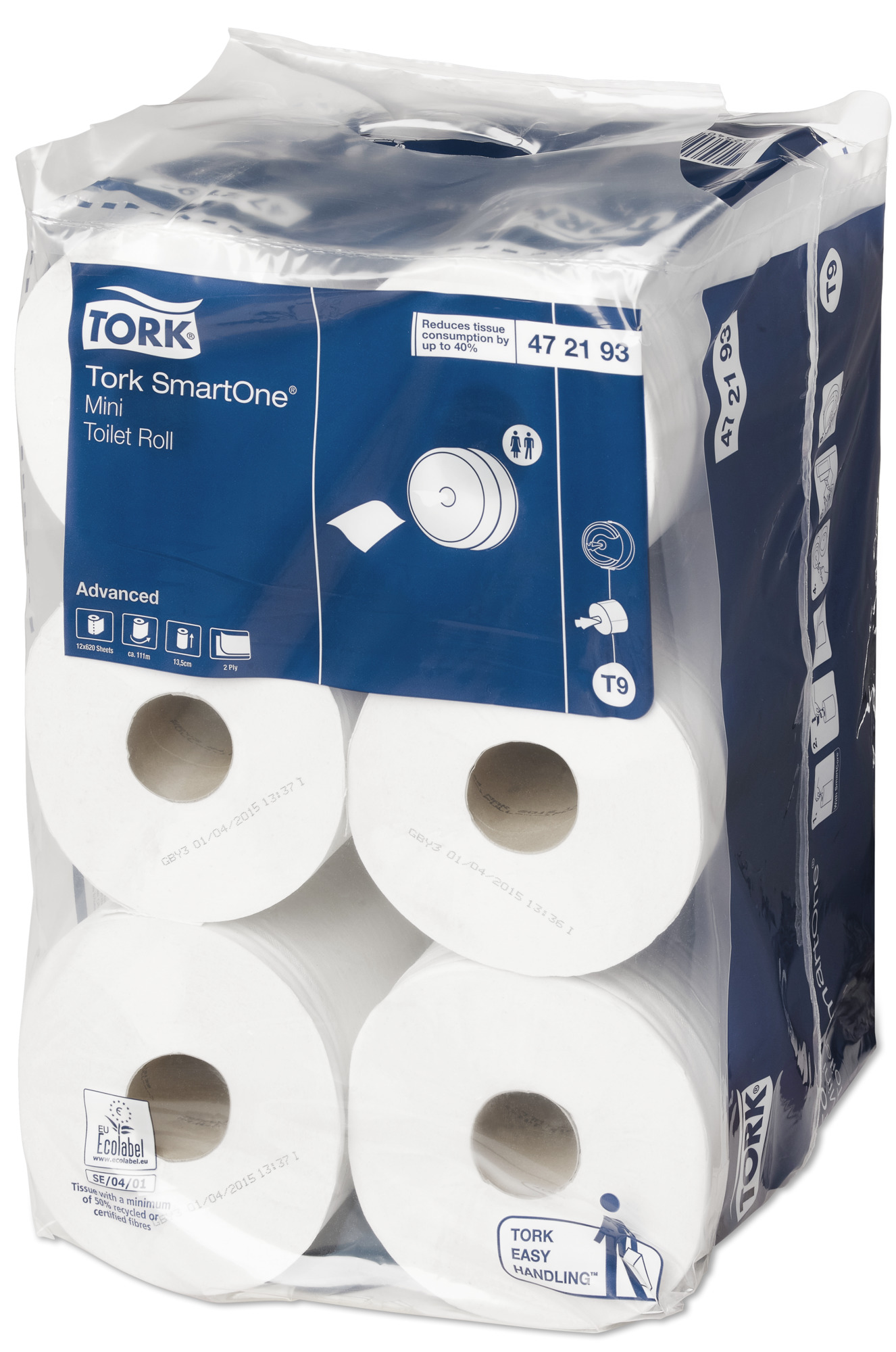 Lotus/Tork (T9) SmartOne® Mini Toilettenpapier, 111m, 12 Rollen, 2 lagig weiß - 472193