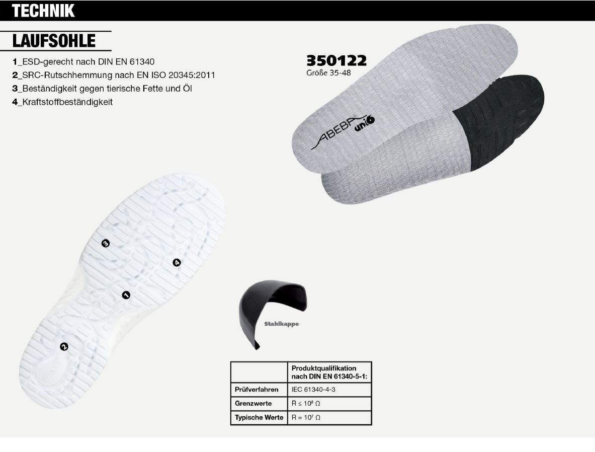 ABEBA UNI6 1772 | 31772 ESD Sicherheitsschuh S2 Halbschuh Arbeitsschuh weiß