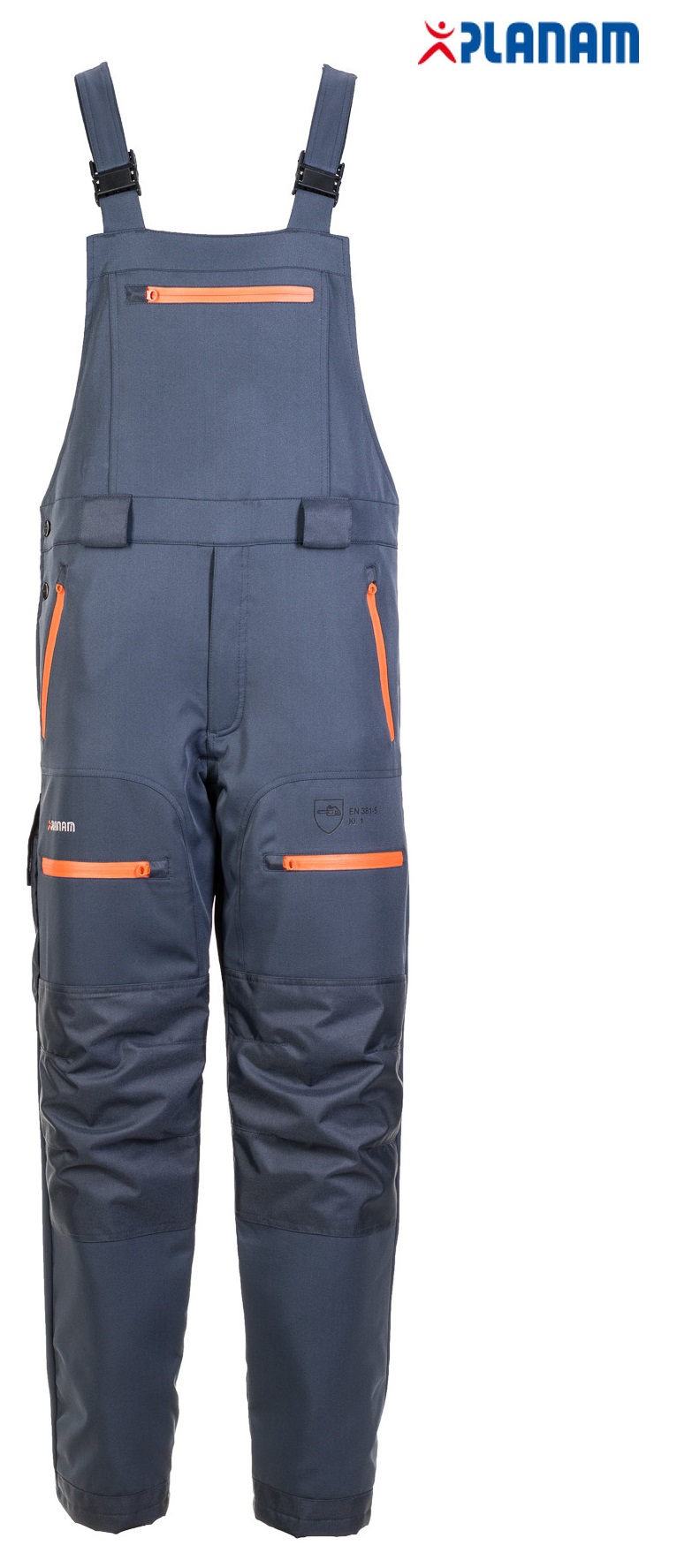 Planam Timberguard Schnittschutz Latzhose Schnittschutzlatzhose grau Größe S - 4XL