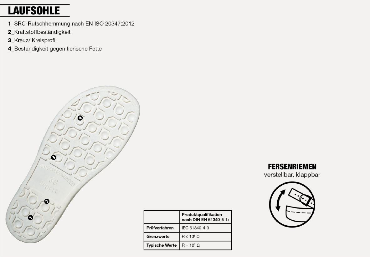 temp5008-laufsohle ABEBA High Original 7008|5008 ESD Berufsschuh Clog Arbeitsschuh Pflegeschuh Arztschuh weiß